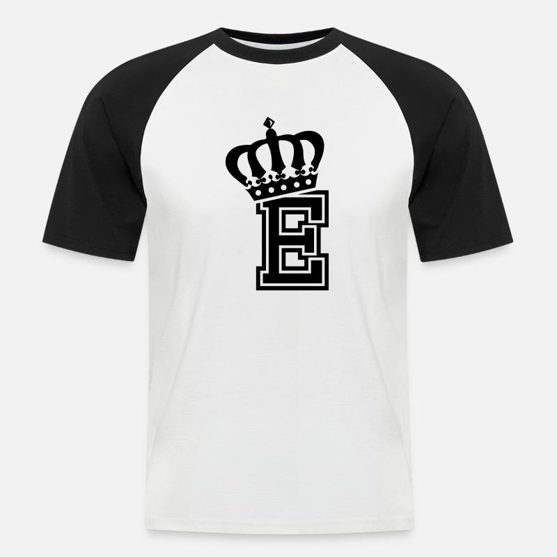 Buchstabe E - Männer Baseball-T-Shirt - Weiß/Schwarz