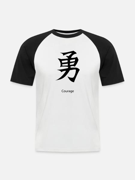 Kanji Courage - Kortærmet herre-baseballshirt - hvid/sort