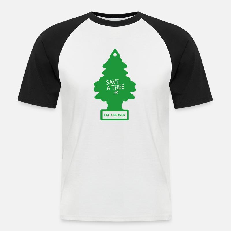 Speichern Sie einen Baum - Männer Baseball-T-Shirt - Weiß/Schwarz