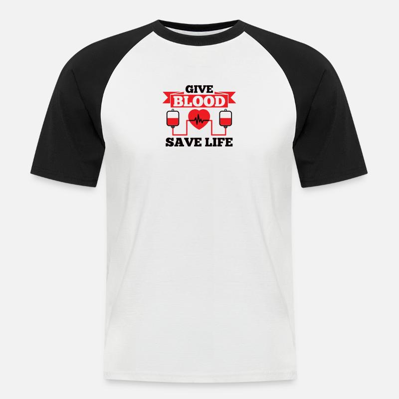 Blutspende Blutspenden Blutspender - Männer Baseball-T-Shirt - Weiß/Schwarz