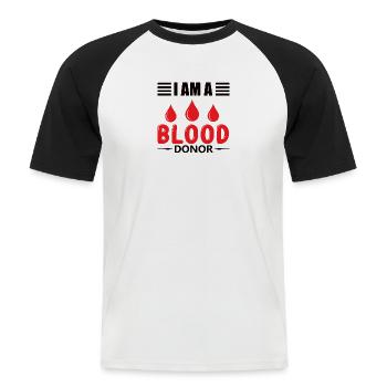 Don de sang Dons de sang Donneurs de sang - T-shirt baseball manches courtes Homme - blanc/noir - Devant - Nik (191cm)