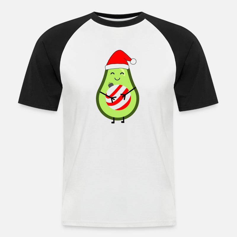 Liebevolle Avocado mit Weihnachtskugel - Männer Baseball-T-Shirt - Weiß/Schwarz