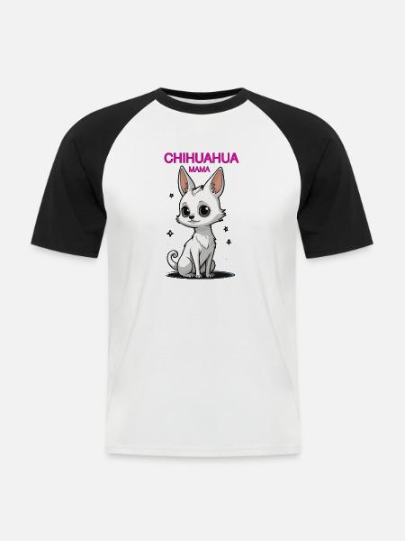 CHIHUAHUA MAMA - Männer Baseball-T-Shirt - Weiß/Schwarz