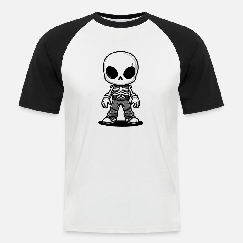Skelett Comic Halloween - Männer Baseball-T-Shirt - Weiß/Schwarz