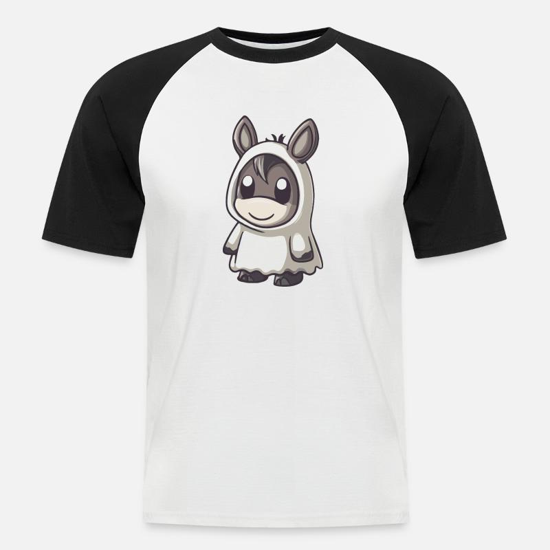 Esel Halloween Comic Geist - Männer Baseball-T-Shirt - Weiß/Schwarz