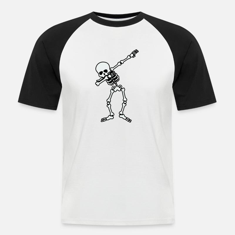 skull dabbing - Männer Baseball-T-Shirt - Weiß/Schwarz