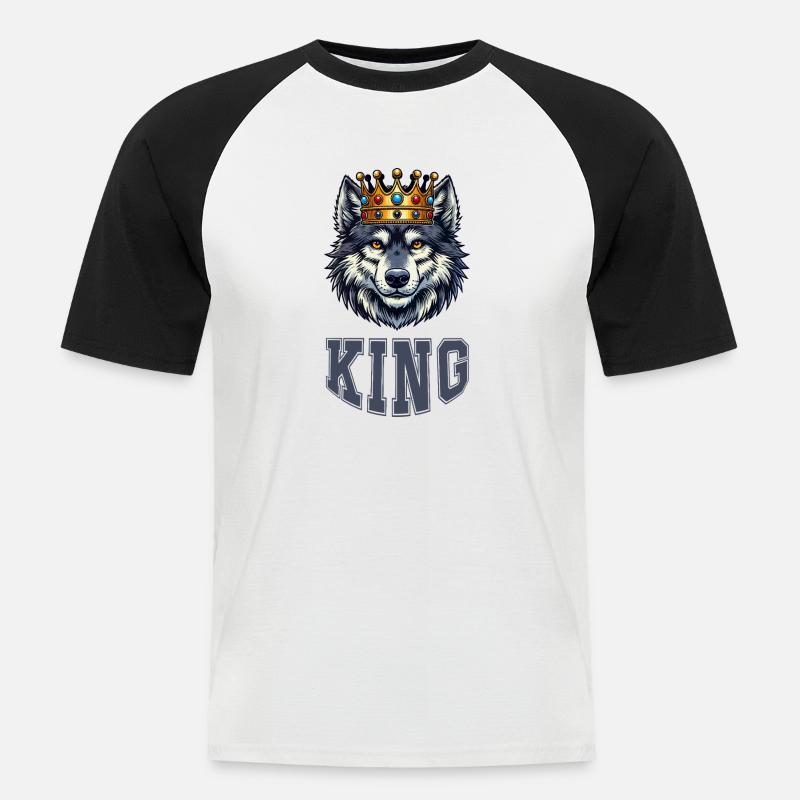wolf king - Männer Baseball-T-Shirt - Weiß/Schwarz