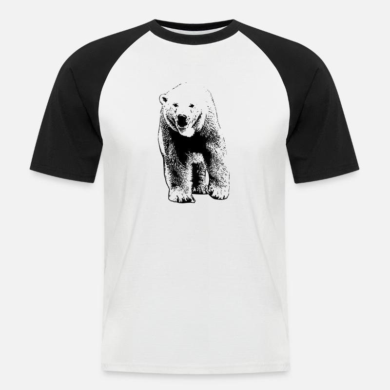 Polar Bear - Eisbär - Männer Baseball-T-Shirt - Weiß/Schwarz