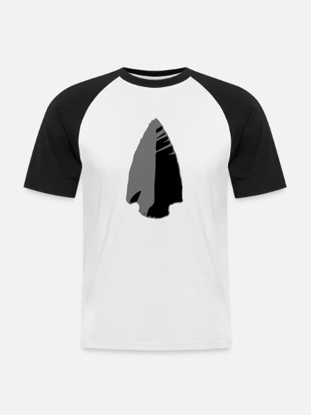 flint arrowhead indian - Men's Baseball T-Shirt - white/black