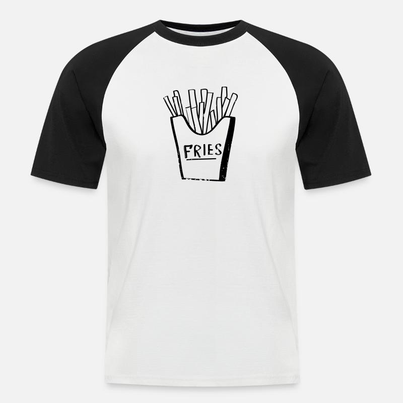 Fries! Frittierte Pommes - Männer Baseball-T-Shirt - Weiß/Schwarz