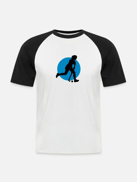 hockey_woman_b_2c - Men's Baseball T-Shirt - white/black
