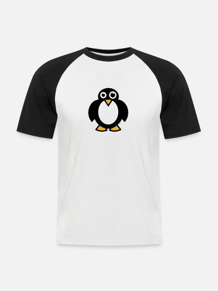 Lustiger Pinguin - Männer Baseball-T-Shirt - Weiß/Schwarz