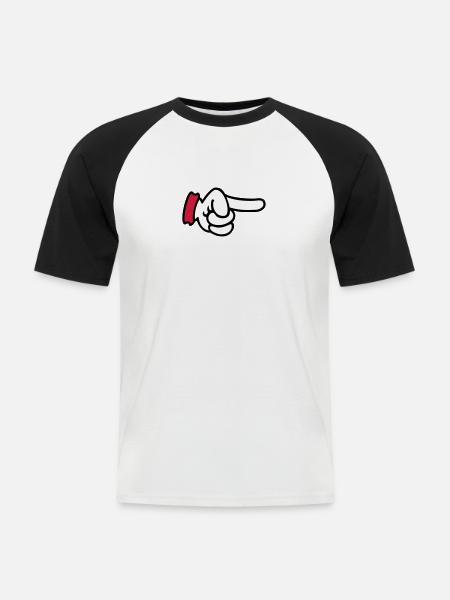 pointing finger / Zeigefinger (3c) - Men's Baseball T-Shirt - white/black