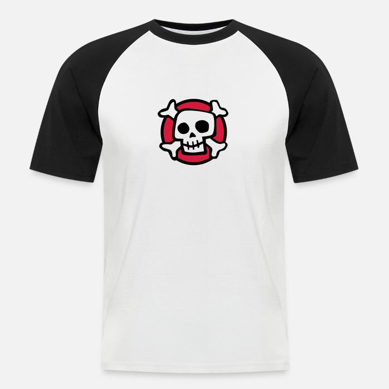 comic_skull_072011_a_3c - Männer Baseball-T-Shirt - Weiß/Schwarz