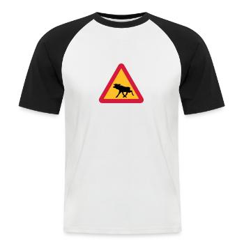 Caution Moose! - Men's Baseball T-Shirt - white/black - Front - Nik (191cm)