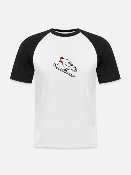 Ski-Henne - Männer Baseball-T-Shirt - Weiß/Schwarz