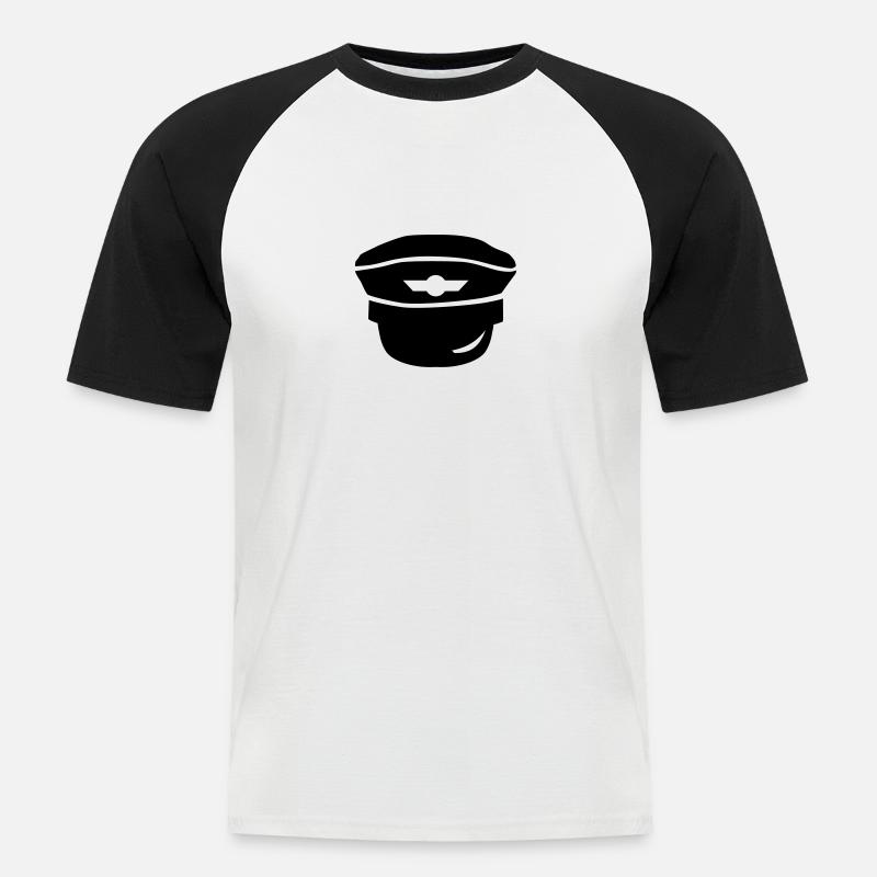 Pilot - Männer Baseball-T-Shirt - Weiß/Schwarz
