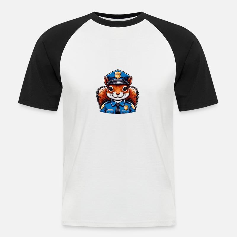 Officer Eichhörnchen - Männer Baseball-T-Shirt - Weiß/Schwarz