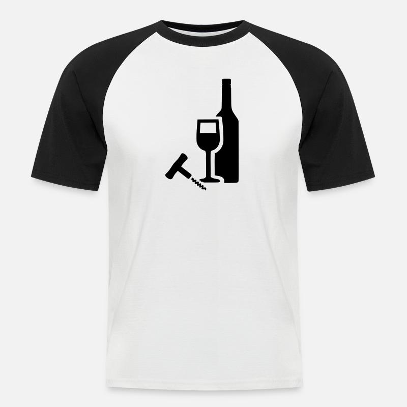 Wein - Männer Baseball-T-Shirt - Weiß/Schwarz