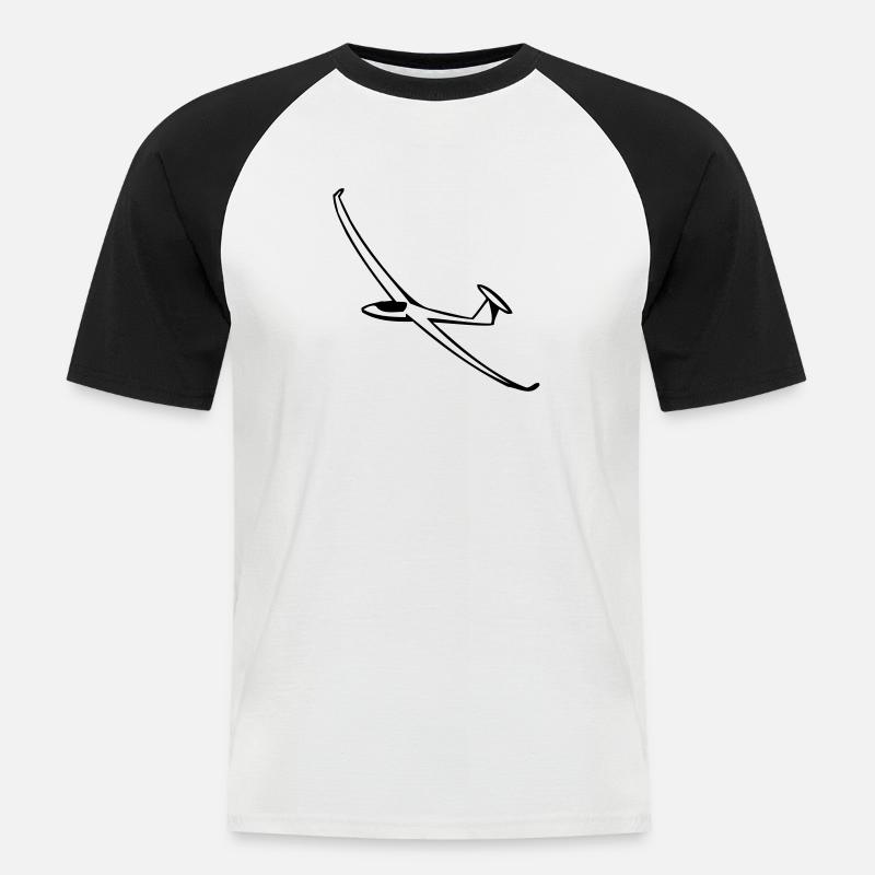 Segelflugzeug - Männer Baseball-T-Shirt - Weiß/Schwarz