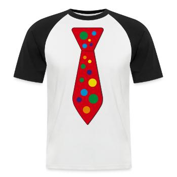 Rote Krawatte für Fasching und Karneval. - Männer Baseball-T-Shirt - Weiß/Schwarz - Vorne - Nik (191cm)