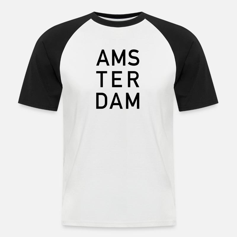 Amsterdam - Männer Baseball-T-Shirt - Weiß/Schwarz