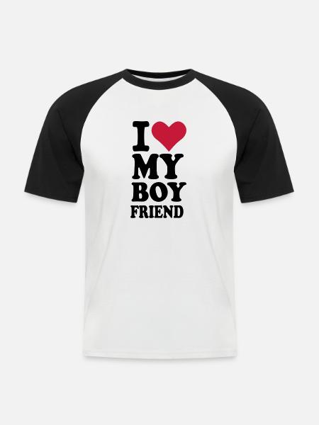 Boyfriend – Freund - Männer Baseball-T-Shirt - Weiß/Schwarz
