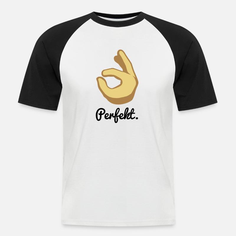 Perfekt. - Männer Baseball-T-Shirt - Weiß/Schwarz