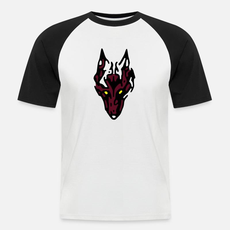 Wolf - Männer Baseball-T-Shirt - Weiß/Schwarz