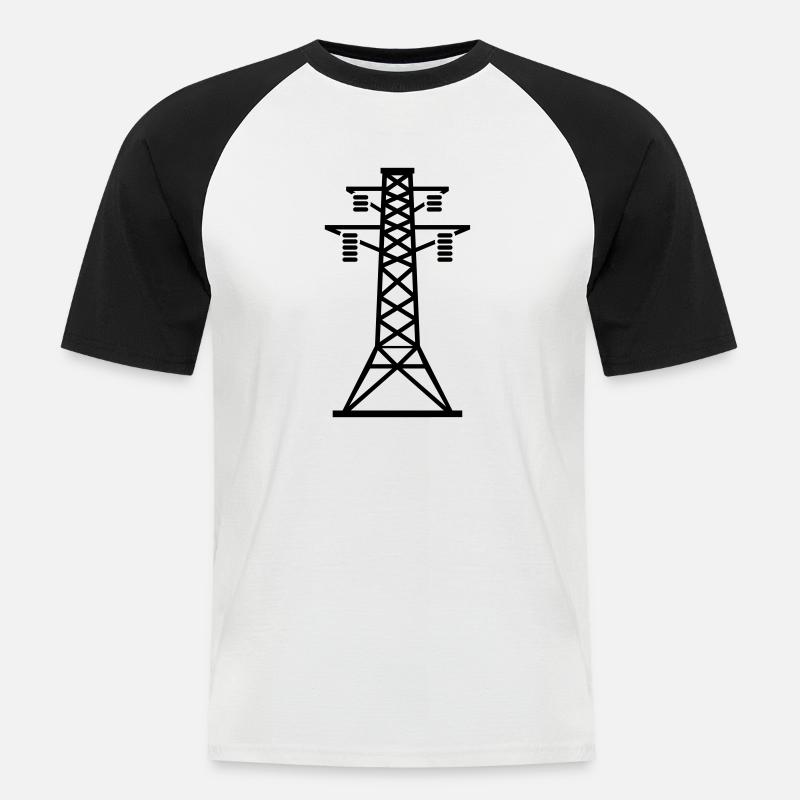 strommast_yu1 - Männer Baseball-T-Shirt - Weiß/Schwarz
