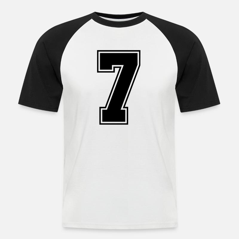 7 - Männer Baseball-T-Shirt - Weiß/Schwarz