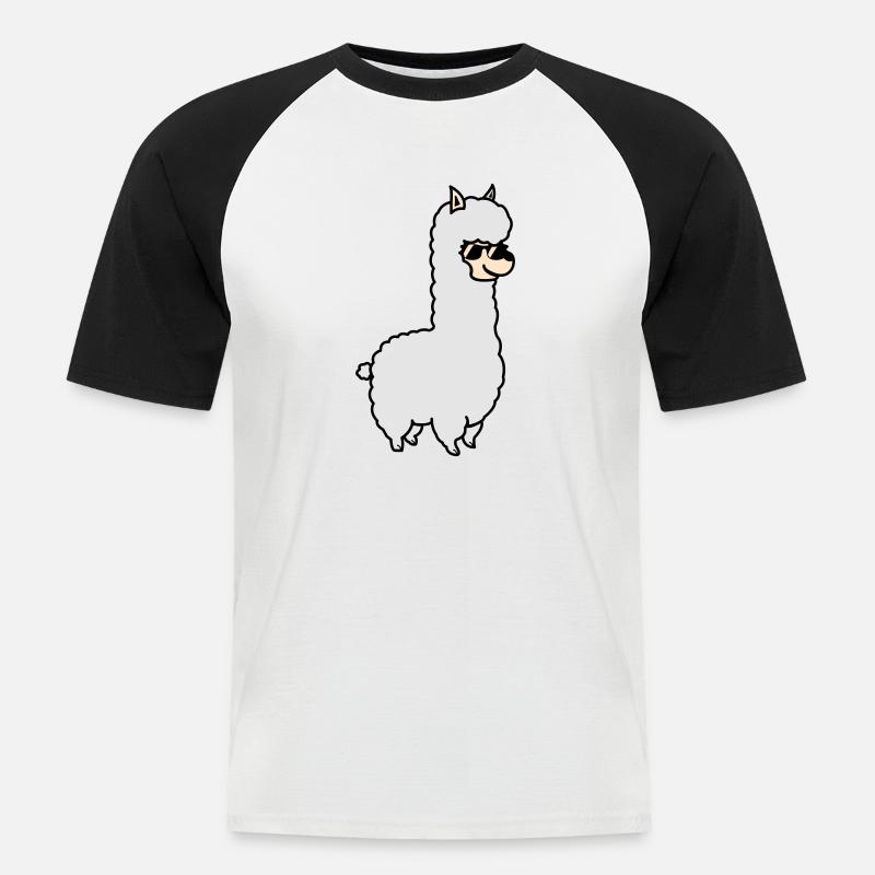Alpaca Cool - Männer Baseball-T-Shirt - Weiß/Schwarz