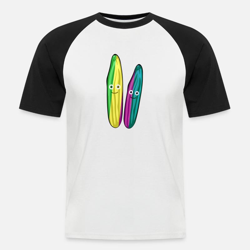 Concombre,Couple,Concombre,Concombre,Concombre,Couple - T-shirt baseball manches courtes Homme - blanc/noir