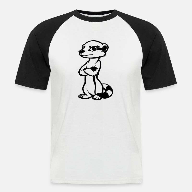 erdmännchen comic - Männer Baseball-T-Shirt - Weiß/Schwarz