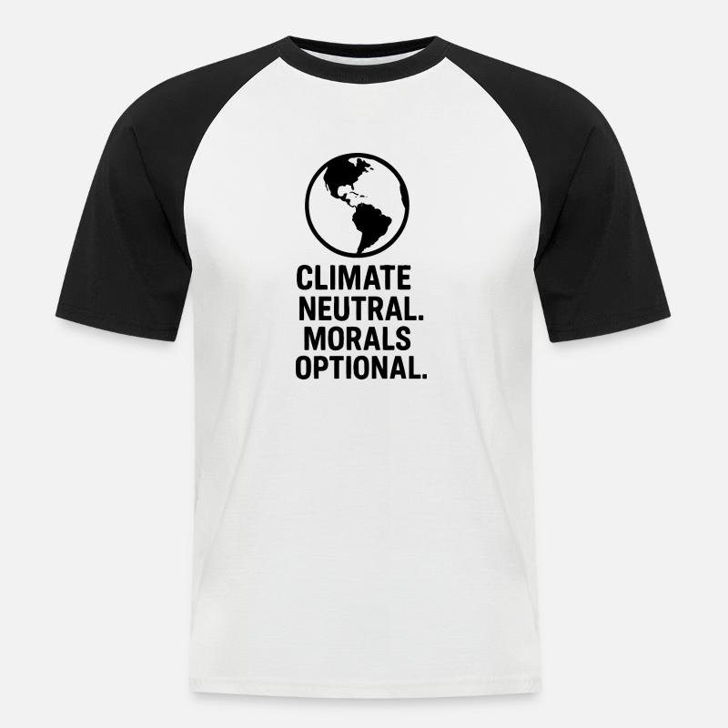 Klimate neutral morals optional - Männer Baseball-T-Shirt - Weiß/Schwarz