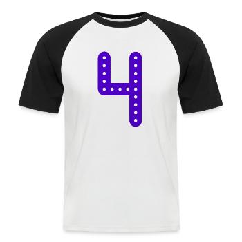 4 ANS. 4e ANNIVERSAIRE. ANNIVERSAIRE 4 ANS. ANNIV - T-shirt baseball manches courtes Homme - blanc/noir - Devant - Nik (191cm)