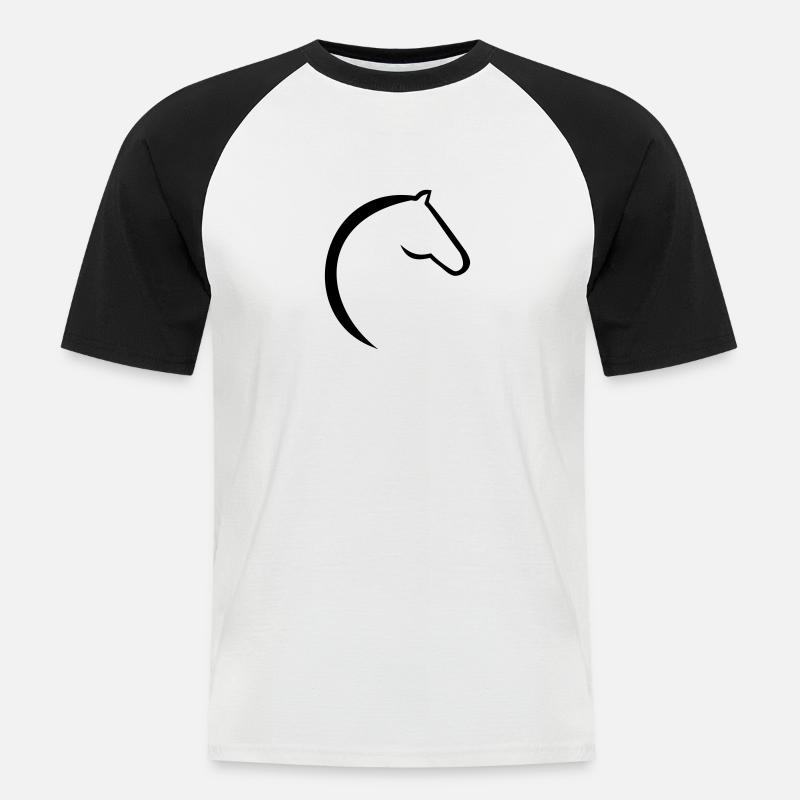 Pferd - Männer Baseball-T-Shirt - Weiß/Schwarz