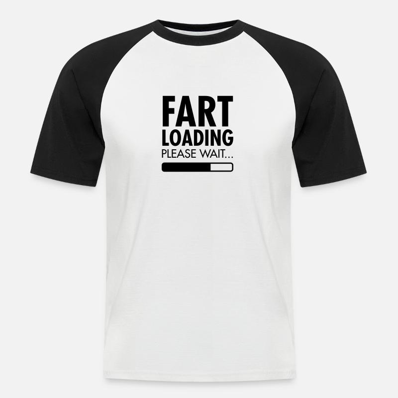 Fart Loading - Please Wait - Männer Baseball-T-Shirt - Weiß/Schwarz