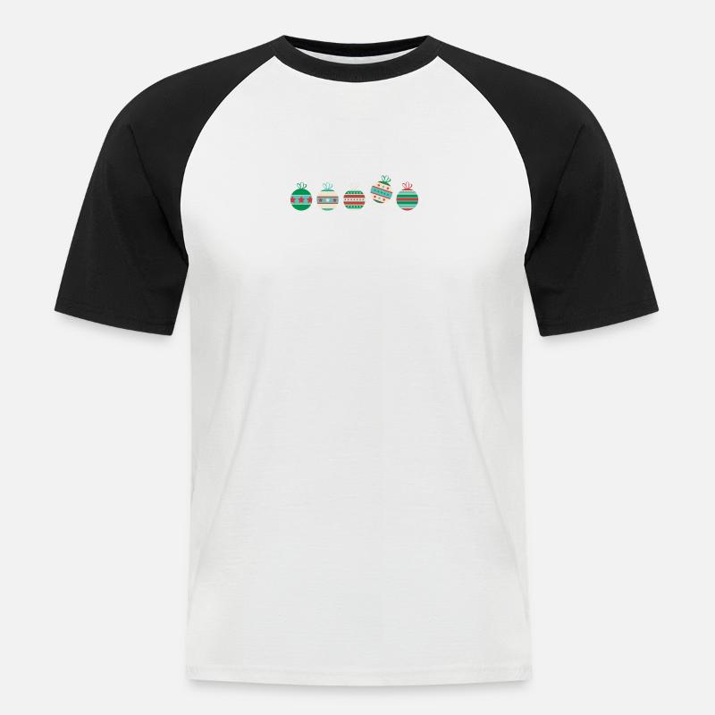 Weihnachtskugelset 2 - Männer Baseball-T-Shirt - Weiß/Schwarz
