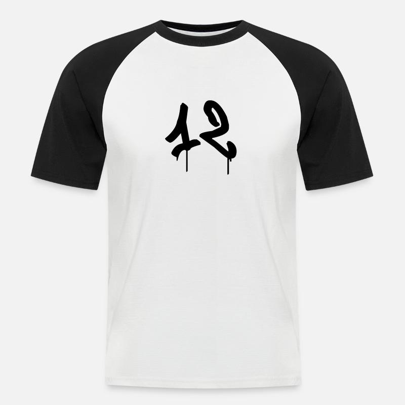 Graffiti : 12 - Männer Baseball-T-Shirt - Weiß/Schwarz