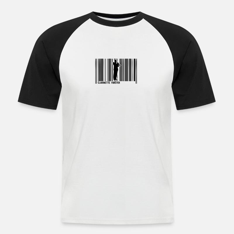 Klarinette barre1 Code - Männer Baseball-T-Shirt - Weiß/Schwarz