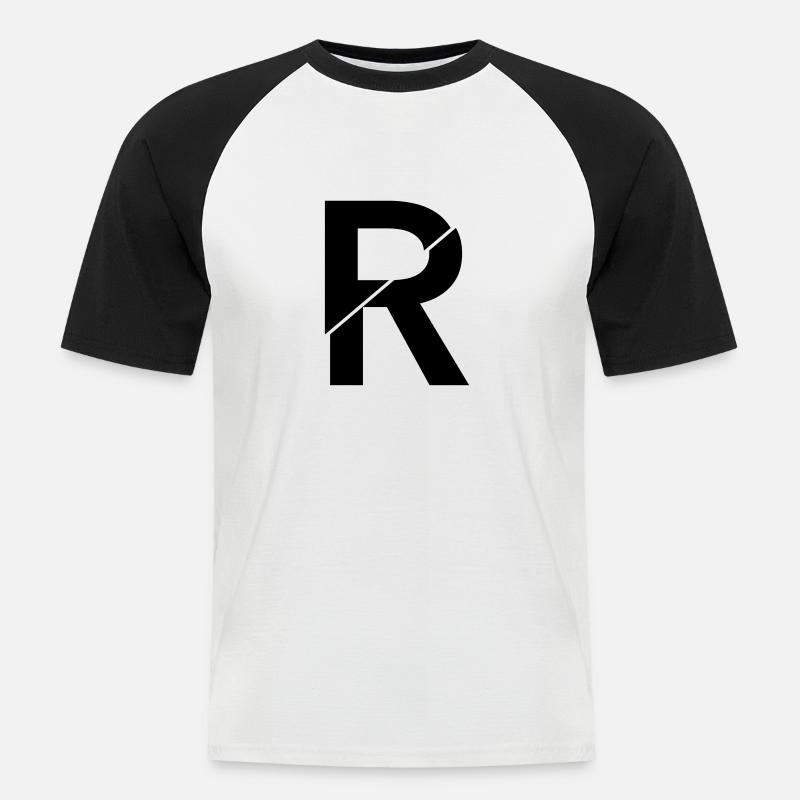 R broken - Männer Baseball-T-Shirt - Weiß/Schwarz