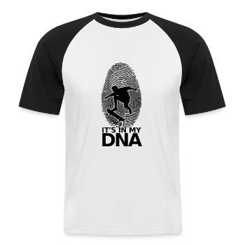Skateboarder DNA Skateboard Skater Skate Skateing - T-shirt baseball manches courtes Homme - blanc/noir - Devant - Nik (191cm)