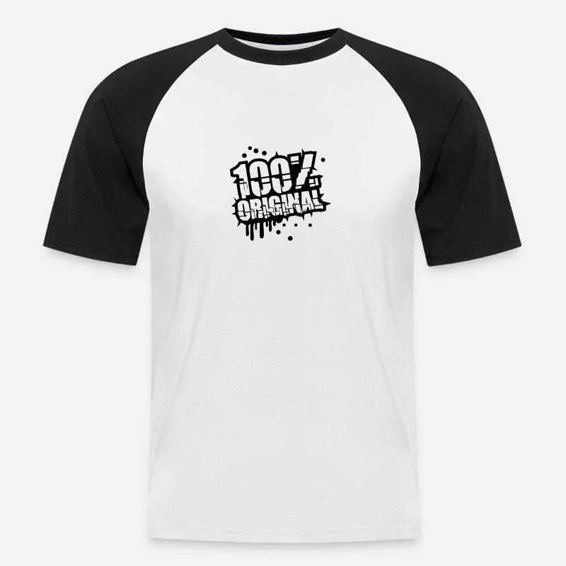 Stempel Graffiti 100 % Original - Männer Baseball-T-Shirt - Weiß/Schwarz