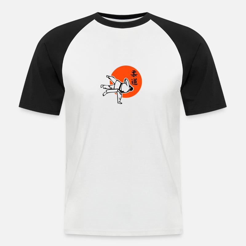 Judo dreifarbig - Männer Baseball-T-Shirt - Weiß/Schwarz