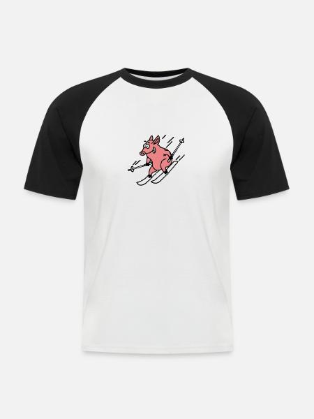 pistensau_02_c_3c - Männer Baseball-T-Shirt - Weiß/Schwarz