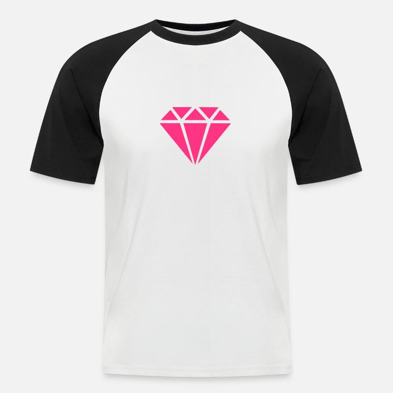 Diamant - Männer Baseball-T-Shirt - Weiß/Schwarz