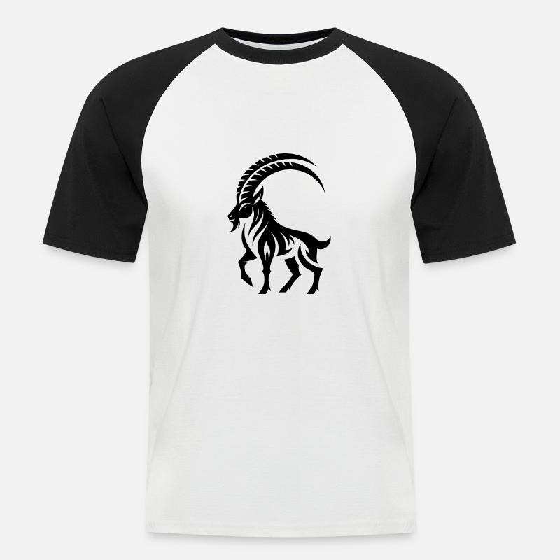 Sternzeichen Tattoo Stolzer Steinbock - Männer Baseball-T-Shirt - Weiß/Schwarz
