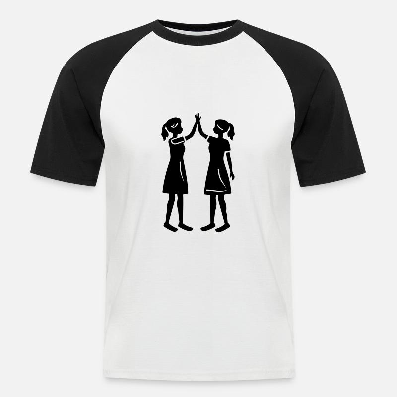 Freundschaft Mädels Beste Freundin - Männer Baseball-T-Shirt - Weiß/Schwarz