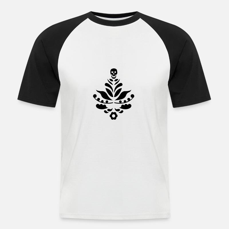 Kurbits & Schädel schwarz - Männer Baseball-T-Shirt - Weiß/Schwarz